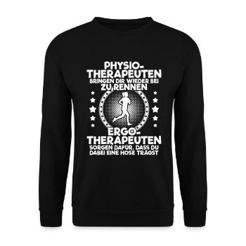 Ergotherapie Ergotherapeut Physiotherapie Geschenk - Unisex Pullover - Schwarz - Vorne - Alina (178cm) & Michal (187cm)