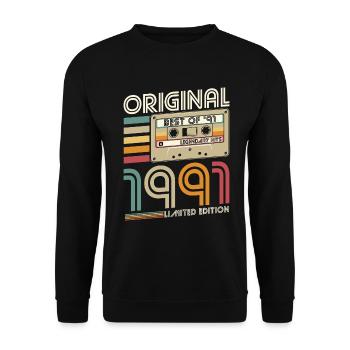 Vintage 1991 born Retro Original 1991 - Unisex Sweatshirt - black - Front - Alina (178cm) & Michal (187cm)