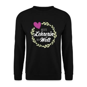 Beste Lehrerin der Welt Abschied Klasse Geschenk - Unisex Pullover - Schwarz - Vorne - Alina (178cm) & Michal (187cm)