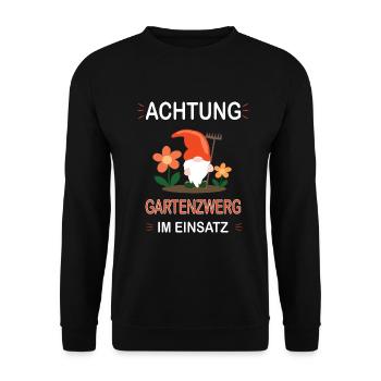 Gartenzwerg Garten Gärtner Zwerge Design - Unisex Pullover - Schwarz - Vorne - Alina (178cm) & Michal (187cm)