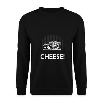 Cheese- Fotografen Fotografie Kamera Käse Design - Unisex Pullover - Schwarz - Vorne - Alina (178cm) & Michal (187cm)