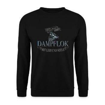 Dampflok ist Eisenbahn für Lokführer mit Nostalgie - Unisex Pullover - Schwarz - Vorne - Alina (178cm) & Michal (187cm)