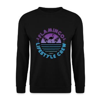 Flamingo Lifestyle Crew - Unisex Pullover - Schwarz - Vorne - Alina (178cm) & Michal (187cm)