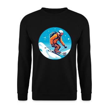 Snowboardung und Skifahren und dann Aprés-Ski - Unisex Pullover - Schwarz - Vorne - Alina (178cm) & Michal (187cm)
