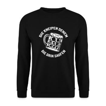DIE KNEIPEN DENEN DIE DRIN SAUFEN - Unisex Pullover - Schwarz - Vorne - Alina (178cm) & Michal (187cm)