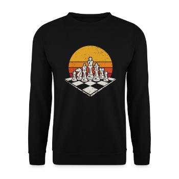 Pièces d’échecs Pièces d’échecs Échiquier Joueur d’échecs - Sweat-shirt Unisexe - noir - Devant - Alina (178cm) & Michal (187cm)