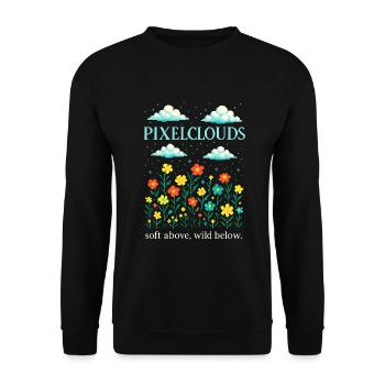 PixelClouds – Soft Above, Wild Below - Unisex Sweatshirt - black - Front - Alina (178cm) & Michal (187cm)
