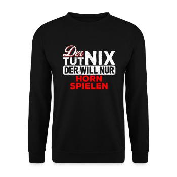 Hornist Hornbläser Bläser Horn Blasinstrument - Unisex Pullover - Schwarz - Vorne - Alina (178cm) & Michal (187cm)