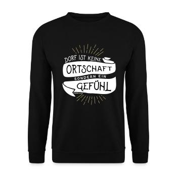 Dorf ist kein Ort sondern ein Gefühl - Unisex Pullover - Schwarz - Vorne - Alina (178cm) & Michal (187cm)