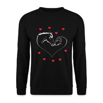 Horse and dog form heart - Unisex Sweatshirt - black - Front - Alina (178cm) & Michal (187cm)