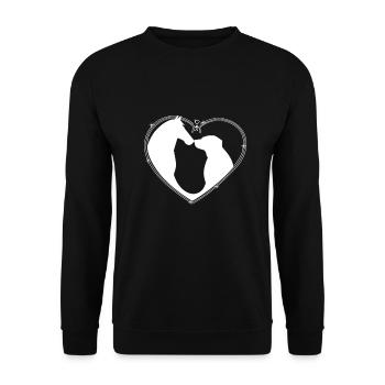 Dog and horse in a heart - Unisex Sweatshirt - black - Front - Alina (178cm) & Michal (187cm)