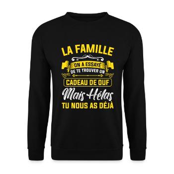 La famille cadeau de ouf mais tu nous as déjà - Sweat-shirt Unisexe - noir - Devant - Alina (178cm) & Michal (187cm)