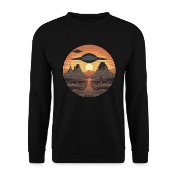 Ufo in der Wüste - Unisex Pullover - Schwarz - Vorne - Alina (178cm) & Michal (187cm)