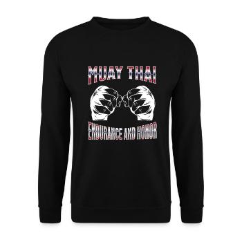 Muay Thai Boxing Muay Thai - Unisex Pullover - Schwarz - Vorne - Alina (178cm) & Michal (187cm)