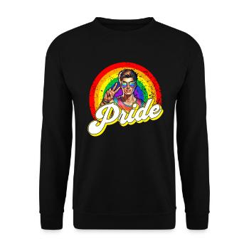 Pride Gay CSD Love LGBTQ Colors of the Rainbow - Unisex Sweatshirt - black - Front - Alina (178cm) & Michal (187cm)