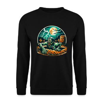 Joyeux Halloween Zombie Cimetière Pleine Lune - Sweat-shirt Unisexe - noir - Devant - Alina (178cm) & Michal (187cm)