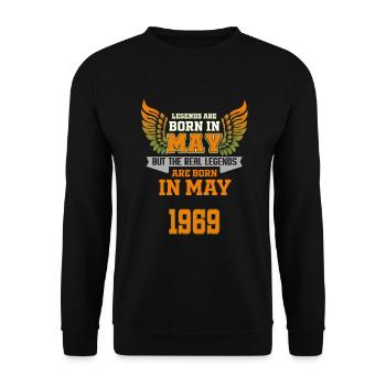 Né en mai T-shirt / Idée cadeau / Homme / Femme - Sweat-shirt Unisexe - noir - Devant - Alina (178cm) & Michal (187cm)