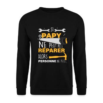 Papy bricolage Cadeau humour homme - Sweat-shirt Unisexe - noir - Devant - Alina (178cm) & Michal (187cm)
