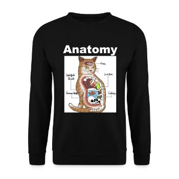 Chat anatomie Humour - Sweat-shirt Unisexe - noir - Devant - Alina (178cm) & Michal (187cm)