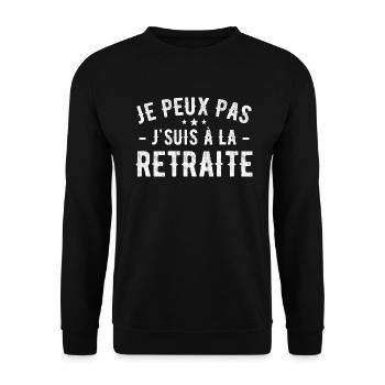 Ich kann nicht, ich bin im Ruhestand - Unisex Pullover - Schwarz - Vorne - Alina (178cm) & Michal (187cm)