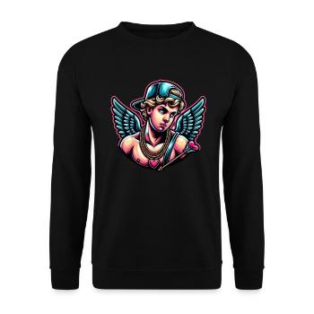 Cupid unites hearts with a single arrow - Unisex Sweatshirt - black - Front - Alina (178cm) & Michal (187cm)