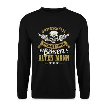 Böser Alter Mann Sarkasmus Spruch Lustig - Unisex Pullover - Schwarz - Vorne - Alina (178cm) & Michal (187cm)