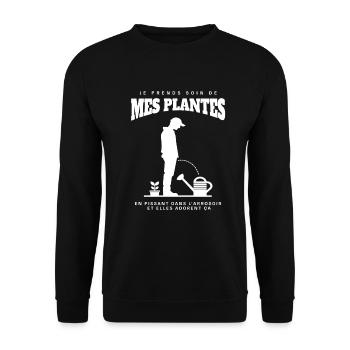 Je prends soin de mes plantes - Sweat-shirt Unisexe - noir - Devant - Alina (178cm) & Michal (187cm)