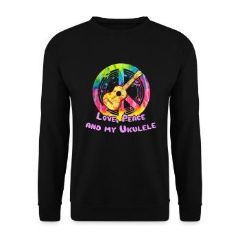 Ukulélé instrument hippie cadeau paix amour - Sweat-shirt Unisexe - noir - Devant - Alina (178cm) & Michal (187cm)