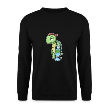 Skater Turtle Cartoon Gift Skateboard - Unisex Sweatshirt - black - Front - Alina (178cm) & Michal (187cm)