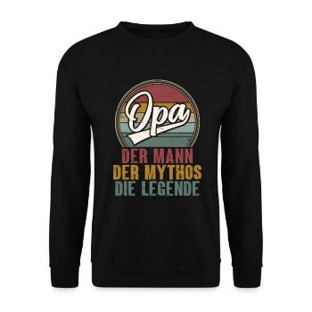 Opa Mann Mythos Legende - Unisex Pullover - Schwarz - Vorne - Alina (178cm) & Michal (187cm)