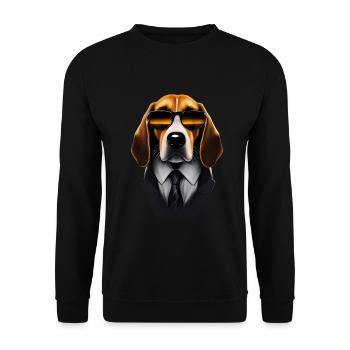 Beagle dog with sunglasses suit and tie - Unisex Sweatshirt - black - Front - Alina (178cm) & Michal (187cm)