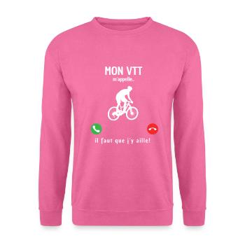 Mon vélo m'appelle - Sweat-shirt Unisexe - rose - Devant