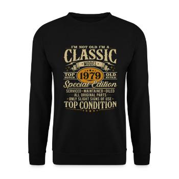 Vintage 1979 classique cadeau d’anniversaire - Sweat-shirt Unisexe - noir - Devant - Alina (178cm) & Michal (187cm)