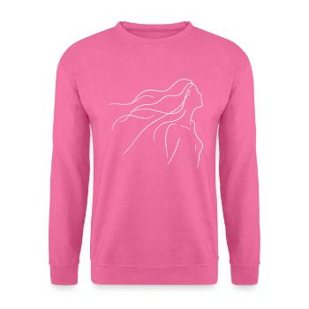 Elegant Breeze: Minimalist Girl Silhouette Tee - Unisex Pullover - Pink - Vorne
