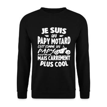Je Suis Un Papy Motard Plus Cool - Sweat-shirt Unisexe - noir - Devant - Alina (178cm) & Michal (187cm)