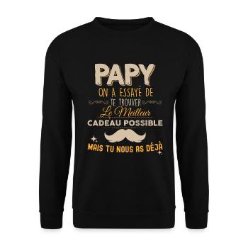 Mon Papy A Les Meilleurs Cadeau Du Monde...Nous ! - Sweat-shirt Unisexe - noir - Devant - Alina (178cm) & Michal (187cm)