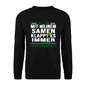 Garten Gartenarbeit Samen Aussaat Pflanzen Gärtner - Unisex Pullover - Schwarz - Vorne - Alina (178cm) & Michal (187cm)