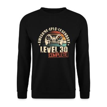 30th Anniversary Gamer 30th Anniversary Level 30 Complete - Unisex Sweatshirt - black - Front - Alina (178cm) & Michal (187cm)