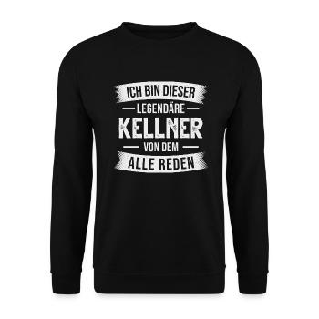 Kellner Gastronomie Servicekraft Bedienung - Unisex Pullover - Schwarz - Vorne - Alina (178cm) & Michal (187cm)
