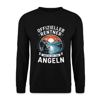 Offizieller Rentner: Endlich Zeit zum Angeln Shirt - Unisex Pullover - Schwarz - Vorne - Alina (178cm) & Michal (187cm)