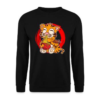 Ramen Life Motiv Tiger Motiv Shirt Ramen Noodle - Unisex Pullover - Schwarz - Vorne - Alina (178cm) & Michal (187cm)