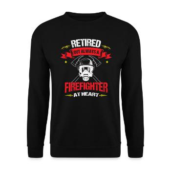 Ruhestand Immer Feuerwehrmann Im Herzen Rentner - Unisex Pullover - Schwarz - Vorne - Alina (178cm) & Michal (187cm)