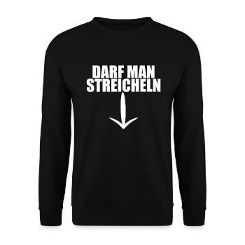 Darf man streicheln - Bauch Dick Bierbauch - Unisex Pullover - Schwarz - Vorne - Alina (178cm) & Michal (187cm)