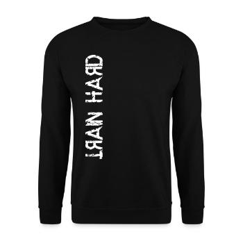 TRAIN HARD Gym Design Fitness Studio cool Geschenk - Unisex Pullover - Schwarz - Vorne - Alina (178cm) & Michal (187cm)