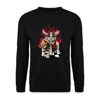 Brave Viking With Chessboard - Chess - Unisex Sweatshirt - black - Front - Alina (178cm) & Michal (187cm)