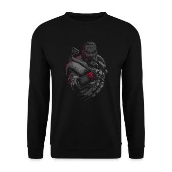Viking warrior with axe - Unisex Sweatshirt - black - Front - Alina (178cm) & Michal (187cm)