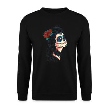 Belle Dame des Morts La Calavera Catrina - Sweat-shirt Unisexe - noir - Devant - Alina (178cm) & Michal (187cm)