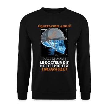 Equitation, cadeau humour cheval - Sweat-shirt Unisexe - noir - Devant - Alina (178cm) & Michal (187cm)