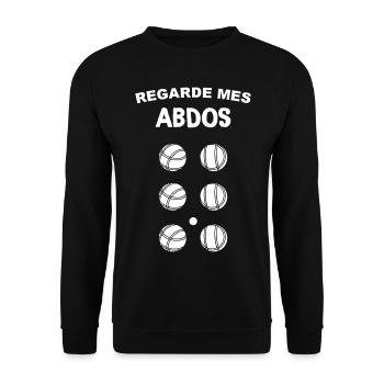 Pétanque abdos cadeau papy camping - Sweat-shirt Unisexe - noir - Devant - Alina (178cm) & Michal (187cm)