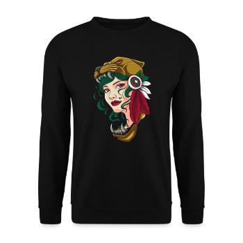 Aztec Woman Mexican Girl Hecho En Mexico - Unisex Sweatshirt - black - Front - Alina (178cm) & Michal (187cm)